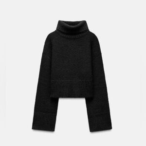 Zara Black Soft Knit Turtle Neck Sweater